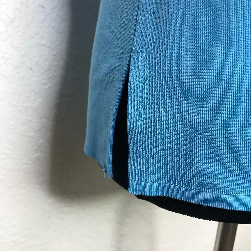 Ming Wang blue black trim v neck sleeveless knit shell top size Small